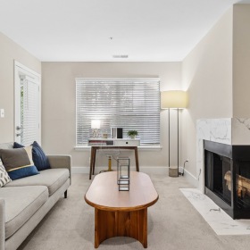 living room with large windows