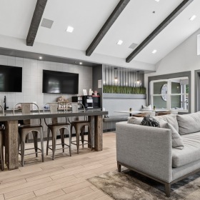 Resident clubroom with couches and tv